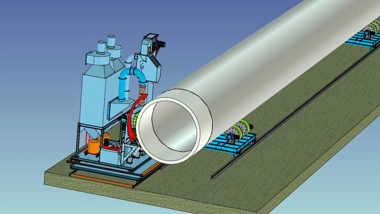 鋼管外壁拋丸機示意圖