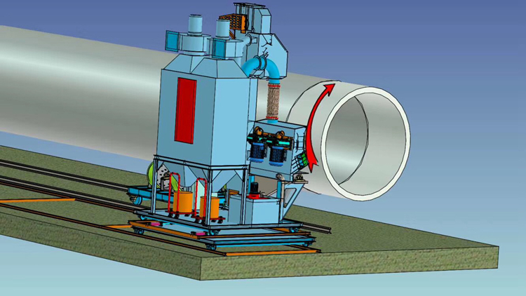 鋼管外壁拋丸機示意圖
